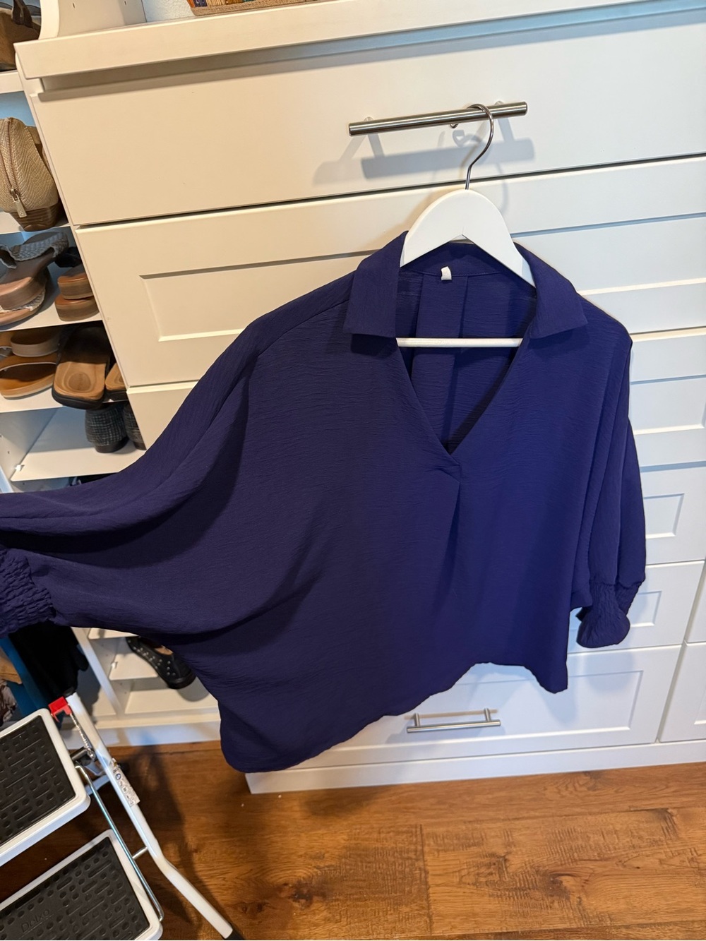 Women's Relaxed V-Neck Collar Blouse - Deep Purple